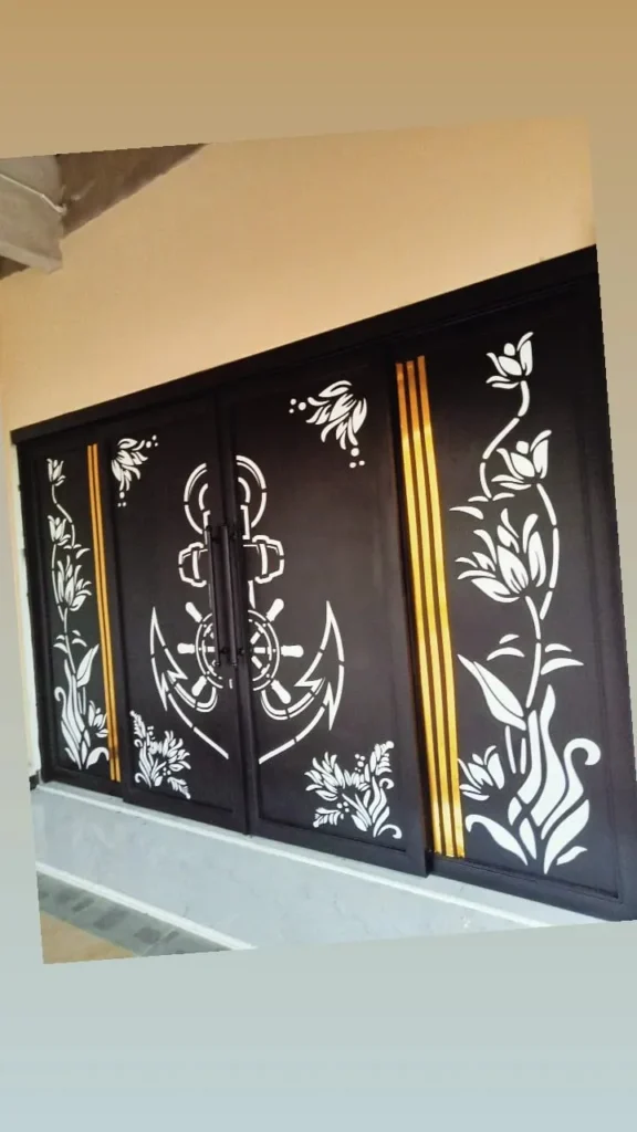 pagar dan pintu hitam dan emas buatan ade karya steel tegal
